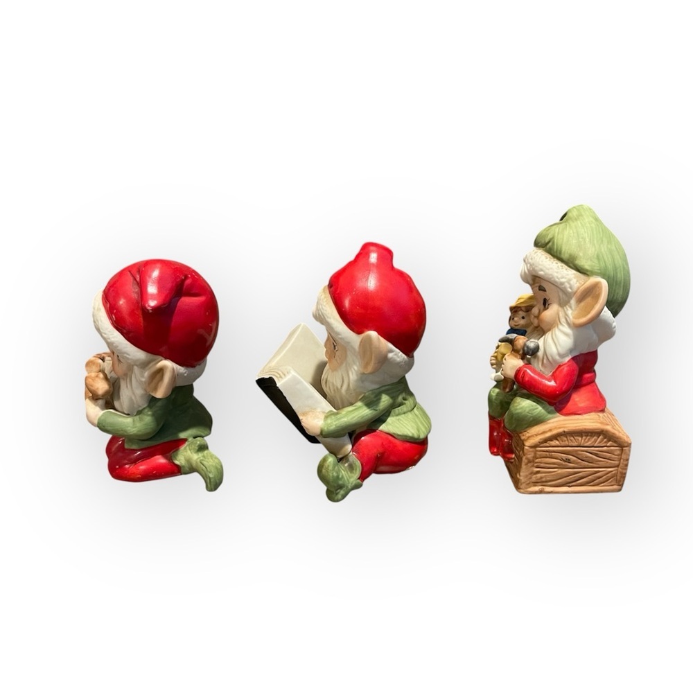 Homco Trio of Vintage Christmas Elves - Picture 3 of 5